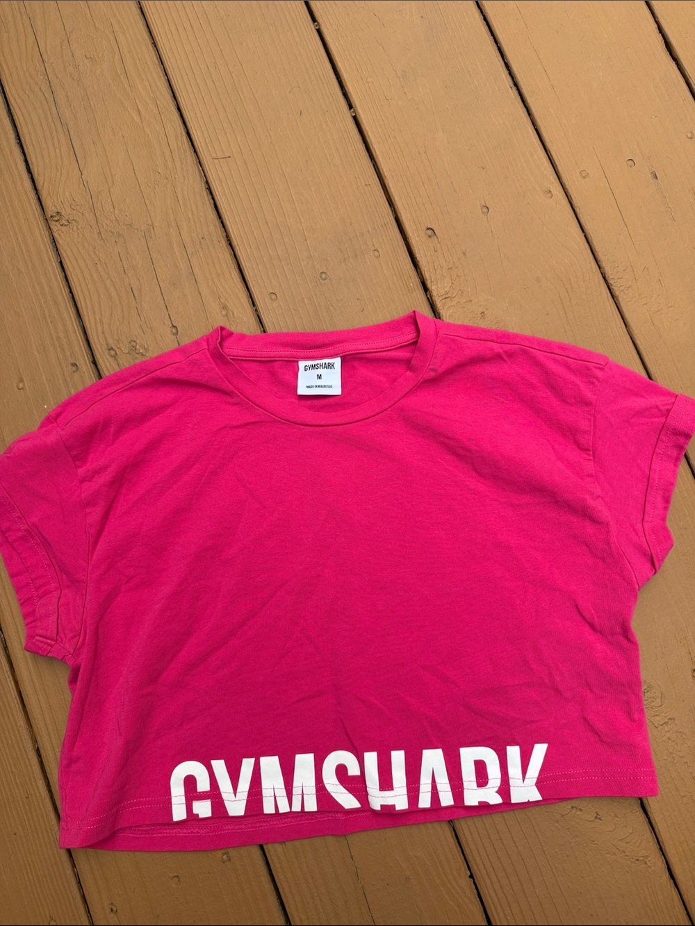 Gymshark Hot Pink Cropped Tee with White Hem Logo